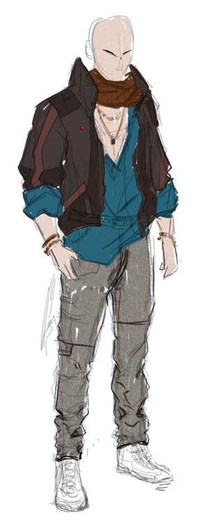 Studies I made for an OC of the roleplay game Cyberpunk Red named Jafar.
